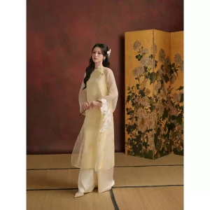 Áo Dài Tết Cách Tân Nữ SEW LOVELY Giai Nhân Dáng Suông Tơ Organza Cao Cấp